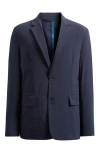 PAUL SMITH PAUL SMITH LONDON SOLID NAVY WATER REPELLENT STRETCH NYLON SPORT COAT