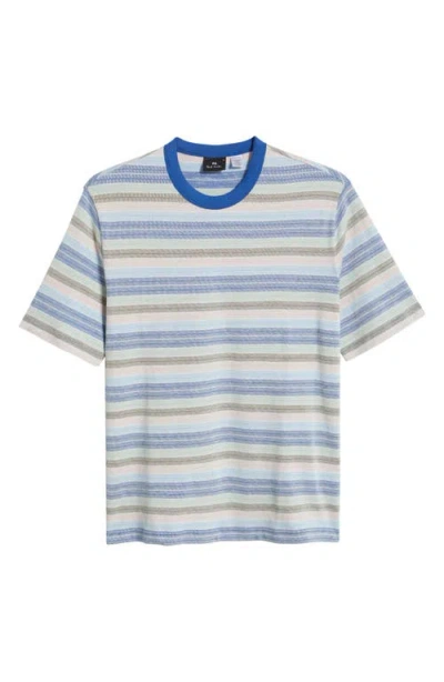 Paul Smith London Stripe Cotton T-shirt In Blue Multi