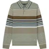 Paul Smith London Stripe Long Sleeve Merino Wool Polo In Green