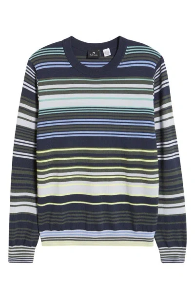 Paul Smith London Stripe Merino Wool Sweater In Navy