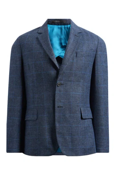 Paul Smith London Tailored Fit Windowpane Check Wool & Cotton Blend Sport Coat In Navy