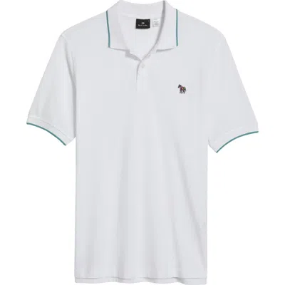 Paul Smith London Zebra Organic Cotton Piqué Polo In White