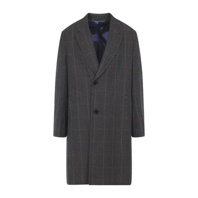 Paul Smith Long Grey Wool Blend Coat In Gray