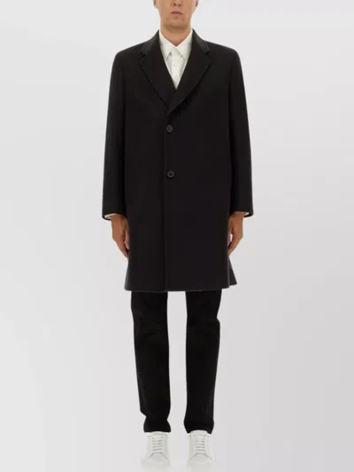 Paul Smith Long Notched Lapel Single Breasted Coat In Black