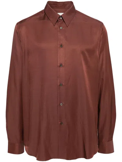 Paul Smith Long-sleeve Cotton-blend Shirt In Brown