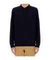 Paul Smith Black Merino Wool Knitted Long Sleeve Polo In Black