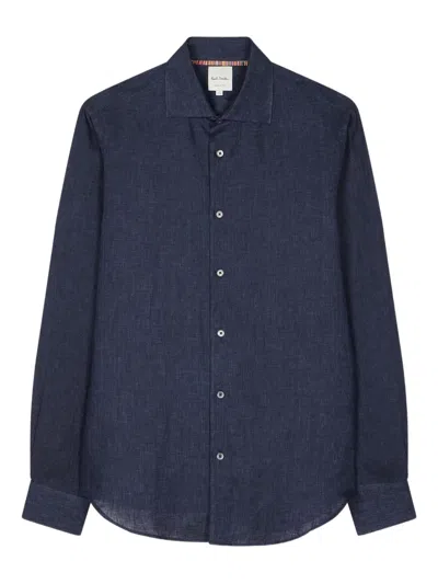 Paul Smith Long-sleeve Linen Shirt In Blue