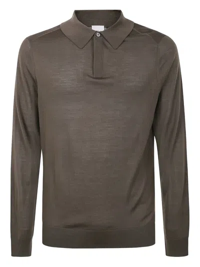 Paul Smith Mens Sweater Ls Polo In Brown