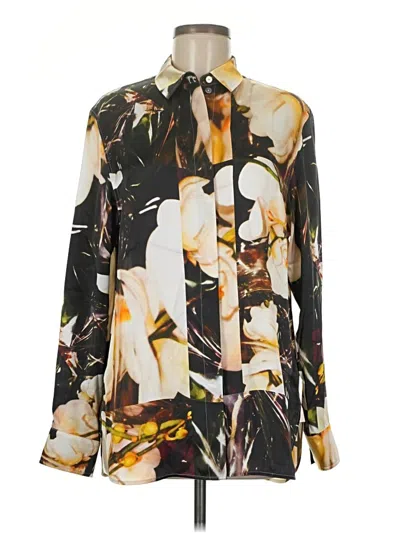 Pre-owned Paul Smith Long Sleeve Silk Top Black Print Pattern High Neck Tops