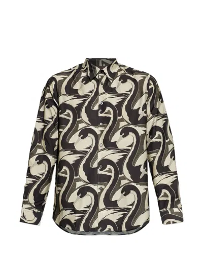 Paul Smith Long-sleeve Swan-print Shirt In Multi
