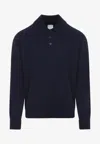 Paul Smith Long-sleeved Cashmere Polo T-shirt In Blue