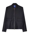 Paul Smith Dark Navy Pinstripe Wool Zip Jacket Blue In Black