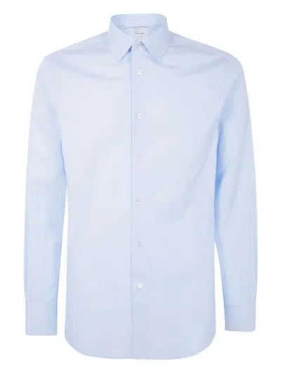 Paul Smith Long-sleeved Cotton Shirt In Blue