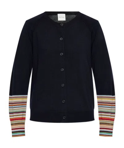 Paul Smith Long-sleeved Knitted Cardigan In Black