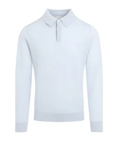 Paul Smith Long-sleeved Knitted Polo Shirt In Blue