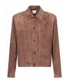 Paul Smith Long-sleeved Leather Jacket In Brown