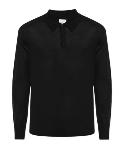 Paul Smith Merino Polo Shirt In Black
