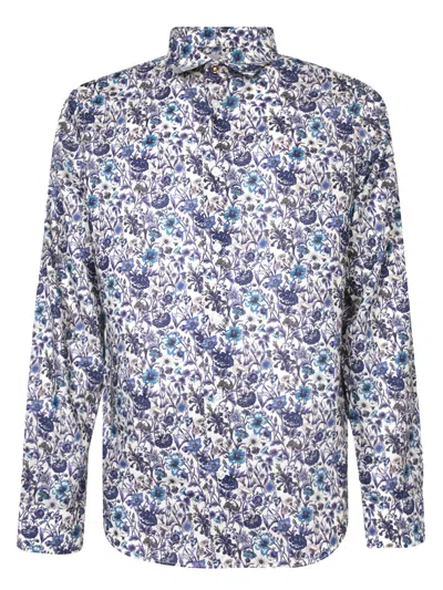 Paul Smith Long Sleeves White/purple Shirt In Multicolor
