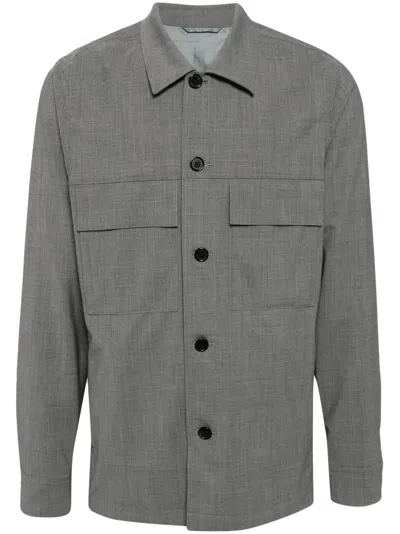 Paul Smith Long-sleeves Wool Shirt In Grey