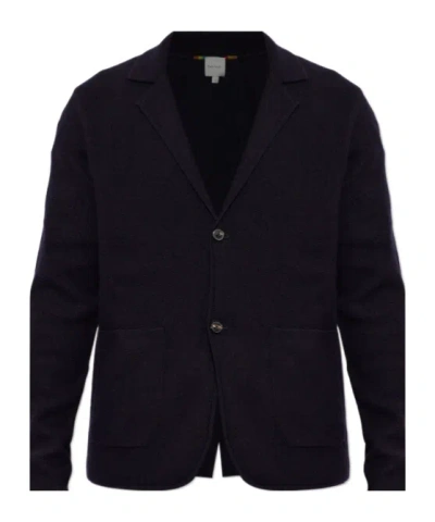 Paul Smith Knitted Single Breast Jacket In Blue