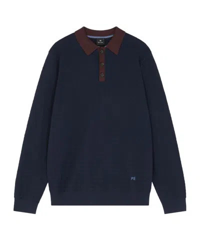 Paul Smith Ps Contrast Trim Knitted Polo In Blue