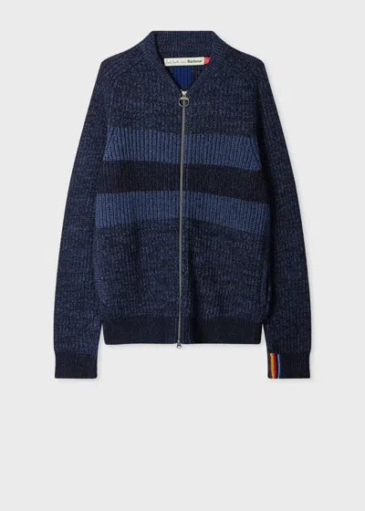 Paul Smith Loves Barbour - Navy Knitted Bomber Cardigan Blue