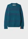 Paul Smith Loves Barbour - Rosette Blue Saddle Crew Neck Sweater Grey In Blue