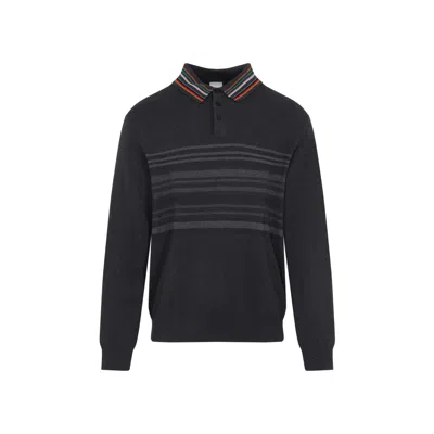 PAUL SMITH PAUL SMITH LS BLACK COTTON POLO