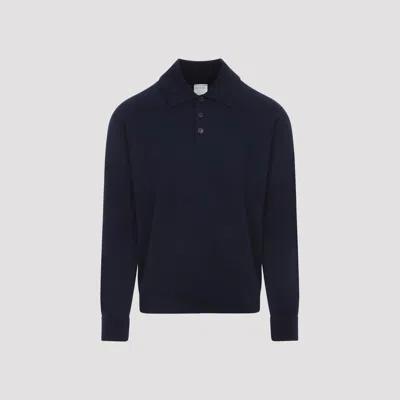 Paul Smith Long Sleeve Cashmere Polo Sweater In Blue