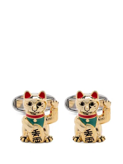 Paul Smith Lucky Cat Cufflinks In Gold