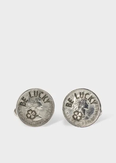 Paul Smith 'lucky Coin' Cufflinks In Silver