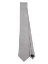 Paul Smith Grey Metallic Textured-stripe Silk Tie In Metallic
