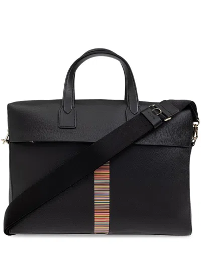 PAUL SMITH STRIPE-DETAILING LAPTOP BAG
