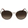 Paul Smith Mabley 53mm Gradient Round Sunglasses In 709 Light Gold/havana