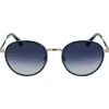 Paul Smith Mabley 53mm Gradient Round Sunglasses In 710 Light Gold/petrol