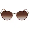 Paul Smith Mabley 53mm Gradient Round Sunglasses In 722 Gold/burgundy