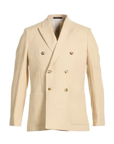 Paul Smith Man Blazer Beige Size 40 Linen In Neutral