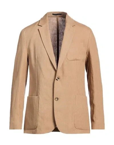 Paul Smith Man Blazer Camel Size 44 Linen In Beige