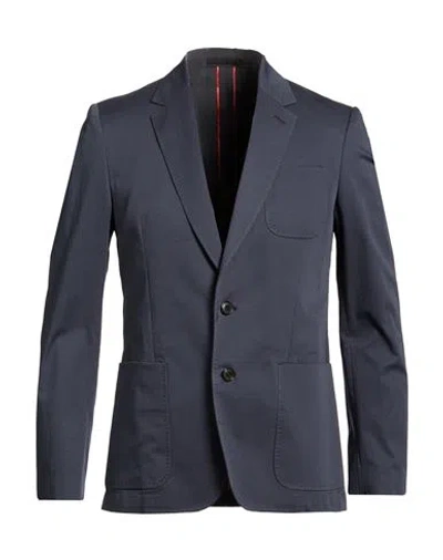 Paul Smith Man Blazer Navy Size 46 Cotton, Elastane In Blue