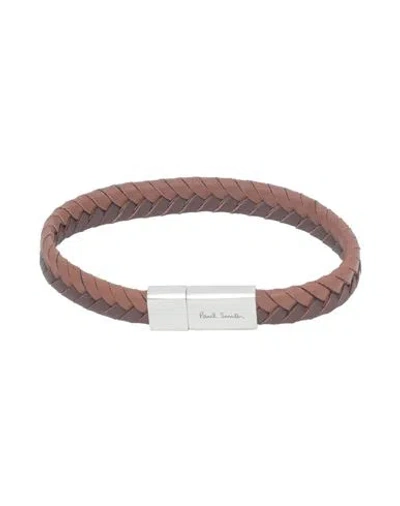 Paul Smith Man Bracelet Brown Size - Cow Leather, Zinc, Copper In Pink