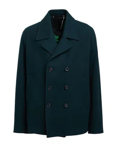 Paul Smith Man Coat Dark Green Size 42 Virgin Wool, Polyamide, Cashmere