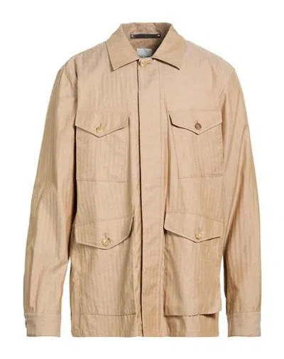 Paul Smith Man Jacket Sand Size L Cotton, Silk In Brown