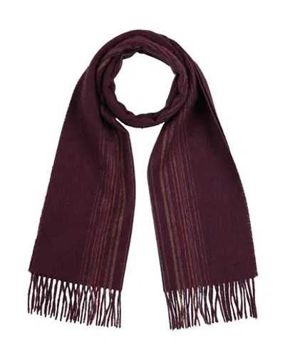 Paul Smith Men's Offset Striped Fringe Scarf In Purple