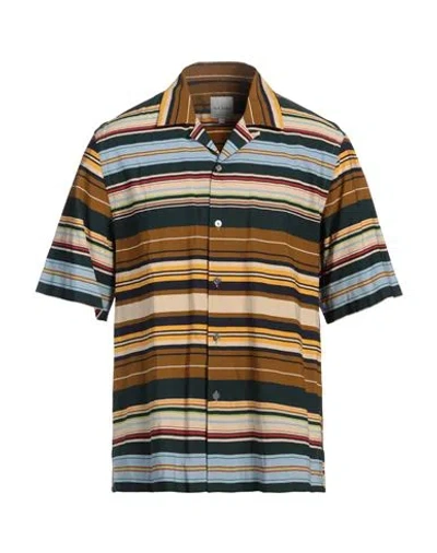 Paul Smith Man Shirt Khaki Size L Viscose, Nylon In Sand