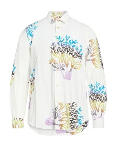 Paul Smith Man Shirt White Size L Viscose, Linen