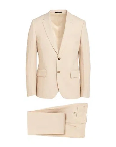 Paul Smith Man Suit Beige Size 44 Linen In Neutral