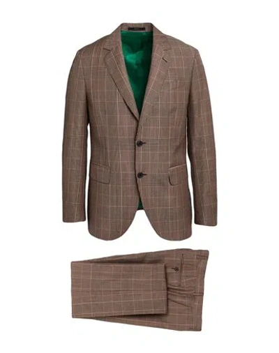 Paul Smith Man Suit Camel Size 42 Wool, Mohair Wool In Brown