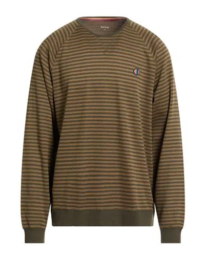 Paul Smith Man Sweatshirt Military Green Size L Cotton, Modal