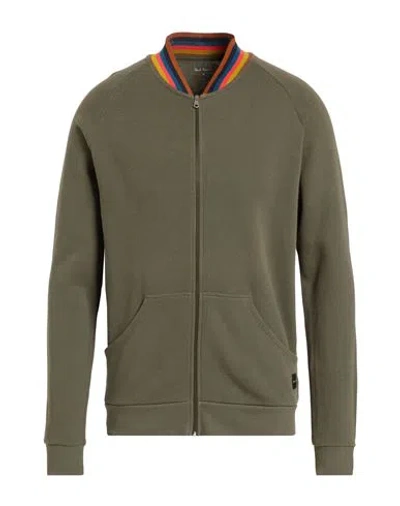 Paul Smith Man Sweatshirt Military Green Size M Cotton In Gold