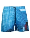 PAUL SMITH PAUL SMITH MAN SWIM TRUNKS AZURE SIZE M POLYESTER, RECYCLED POLYESTER